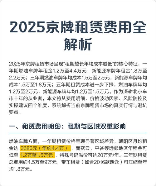 租一个京牌多少钱